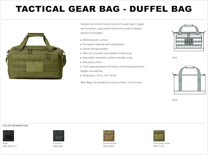 Tactical Gear bag Heavy Duty Duffel Gym bag/Tactical Backpack Custom Embroidered with your own text (Charcoal)