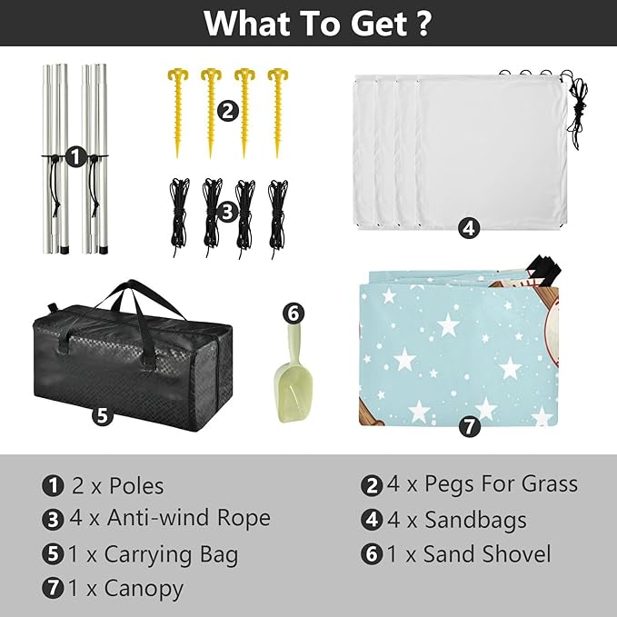 xigua Baseball Beach Tent Sun Shelter with Carrying Bag - Silver Coated Oxford Fabric Beach Canopy for Beach Camping Fishing - Includes Windproof Ropes Sandbags &amp Stakes