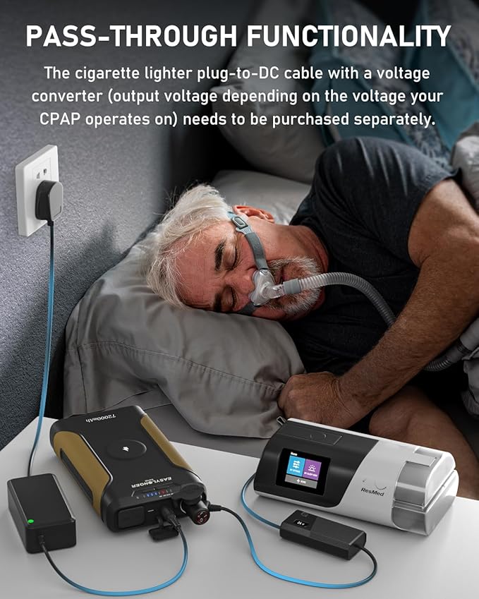 EASYLONGER CPAP Battery Backup Power Supply ES720 266.4Wh(Exceeds Airline Limit) for AirSense 11 AirSense 10 AirCurve 10 AirMini Philips Dreamstation/ 2 Emergency Battery for Outdoor Camping