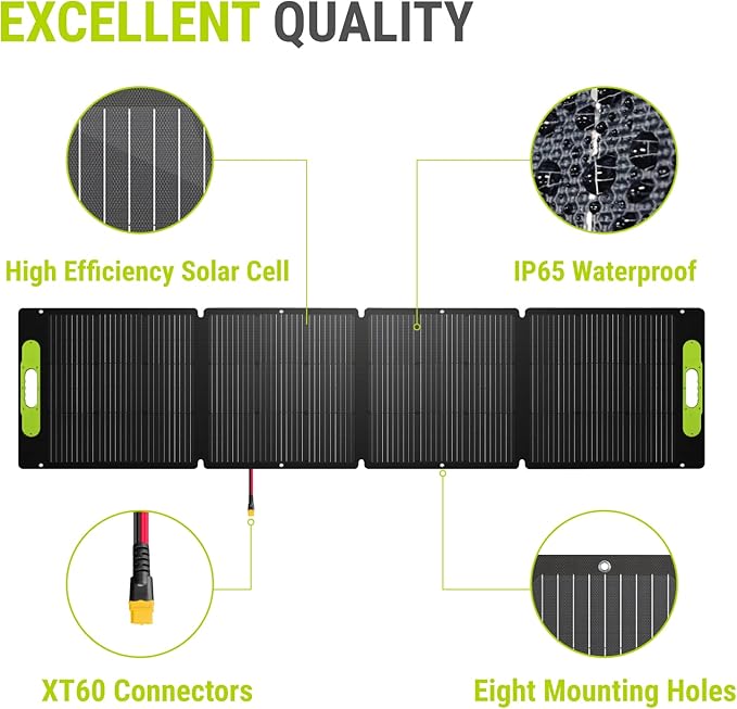 Newpowa 200W Portable Solar Panel Kit with Adjustable Kickstand Case200Watt 12Volt Foldable Panel+20A MPPT Controller+20FT Controller Cable+20ft 12AWG