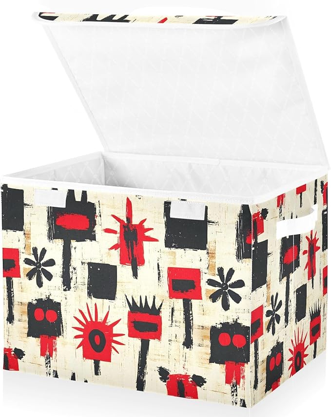 Storage Cube with Lid Abstract Pattern Print 16.5×12.6×11.8 IN Collapsible Large Capacity Foldable Storage Basket Bin Organizer