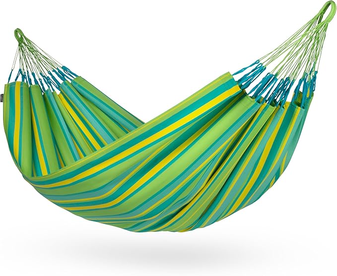 LA SIESTA Brisa Classic Hammock Handmade Weather-Resistant Tear-Resistant Hammock for Indoor &amp Outdoor Relaxation Size-Double - Lime