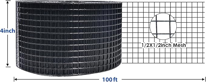 Solar Panel Guard 4in X 100ft PVC Coated Critter Guard Roll Kit for Solar Panel Wire Screen Black Pigeon Deterrent Solar Panel Mesh (No Clips Included)