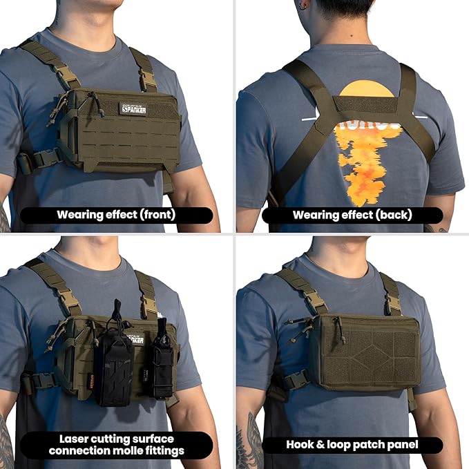 EXCELLENT ELITE SPANKER Tactical Chest Rig Pack EDC Chest Bag Molle Utility Chest Pouch for Outdoor Hunting Workouts Hiking