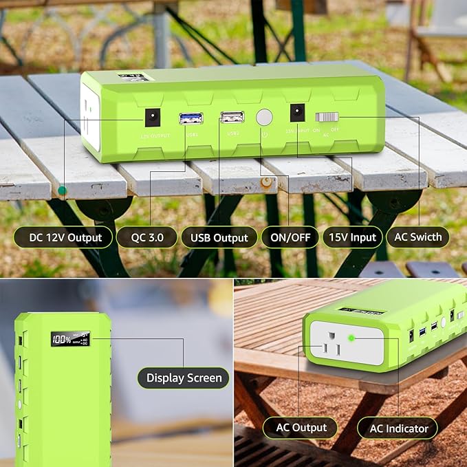 powkey Portable Power Station with AC Outlet 65W/110V External Battery Pack 24000mAh/88.8Wh Power Pack Portable Power Source Supply Backup for Outdoor Tent Camping Home Office