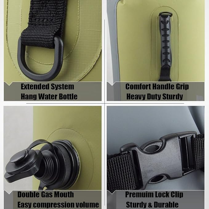 Inflatable Waterproof Floating Dry Bag Rucksack Outdoor 25L/35L/60L Inflatable Snorkeling Dry Bag Backpack PVC Dry Sack for Boating Kayaking Rafting Drifting Canoeing