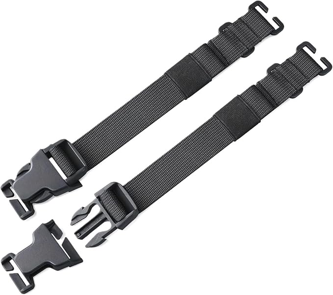 Fanny Pack Extender Strap 6-Pack Adjustable Backpack Straps with Buckle for Tactical Pack Attachment(Black)
