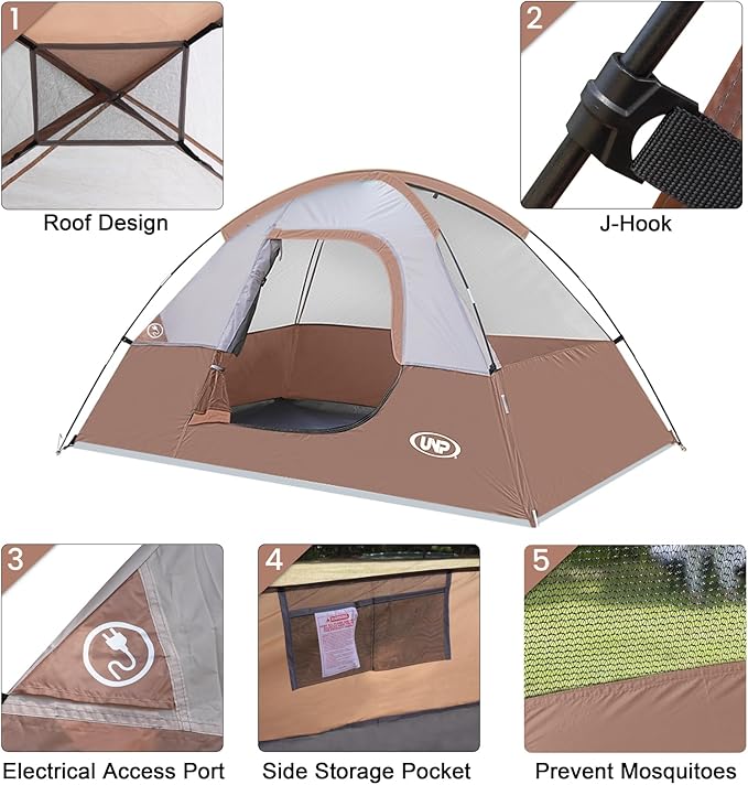 Camping Tent 2-4 Person Waterproof Windproof Tent with Rainfly Easy Set up-Portable Dome Tents for Camping…