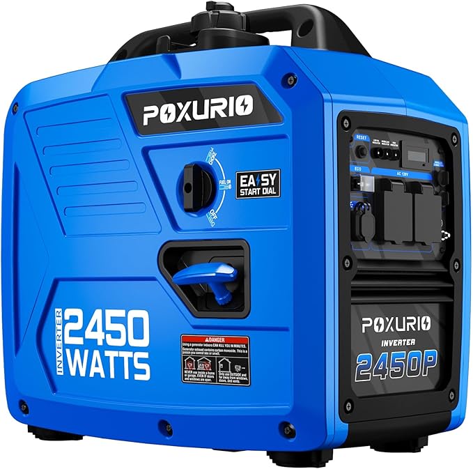 2450-Watt Portable Inverter Generator for Home Use Super Quiet Small 120V Gas Generator for Camping 1.6 Gallon Gas Tank for 8.3 Hours Use EPA Compliant