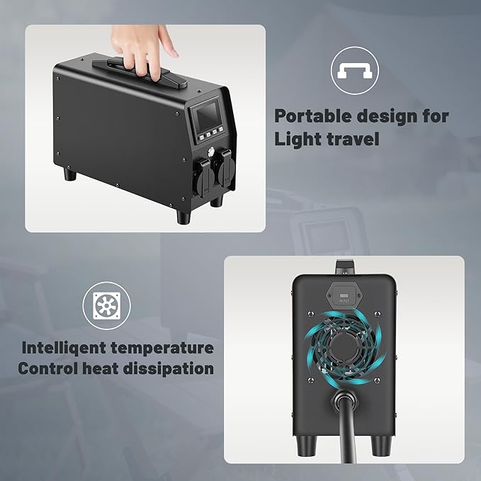 3KW V2L Discharger for Tesla Advanced EV Power Gun with 30A 110V-120V Output &amp Detailed Screen Outdoor Emergency Power Supply (NEMA 5-15)