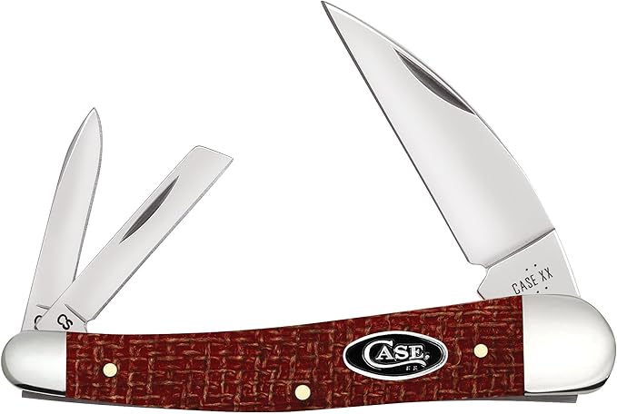 Case XX Pocket Knife SEAHORSE WHITTLER - DARK RED BURLAP MICARTA Item #12276-10355WH SS - Length Closed: 4Inches