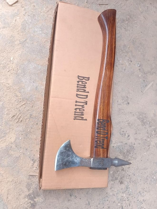 Bend D Trend- Custom Handmade Stainless Steel Hatchet Viking Axe Art - Wood Handle