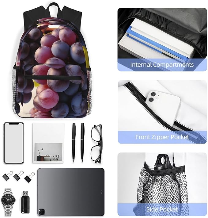 Travel Backpack For Men Women Desert Grapes Printing Waterproof Lightweight Casual Backpack Bag 20l Large Computer Daypack