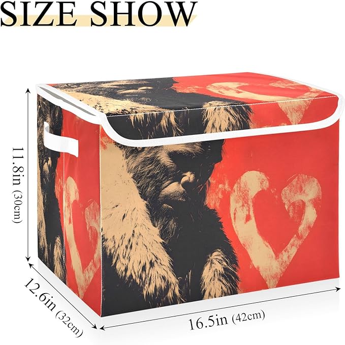 AIXIWAWA Lidded Storage Cube (Sasquatch Valentine) Fabric Foldable Closet Bins with Flip Lid and Handles Organizer Basket Container 16.5 x 12.6 x 11.8 IN