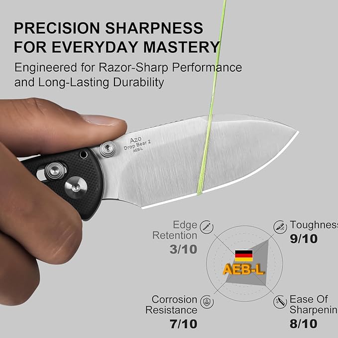 Kizer Drop Bear 2 Pocket Knife 2.84 AEB-L Drop Point Blade Folding Knife with Black G10 Handle Clutch Lock EDC Knives with Jimping on Spine for Men Women V3619.2KD1