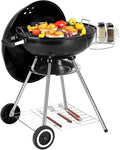 Outvita Charcoal Grill 22 inch Stainless Steel BBQ Charcoal with Wheels and Storage Holder for Camping Picnic Barbecue Party Outdoor