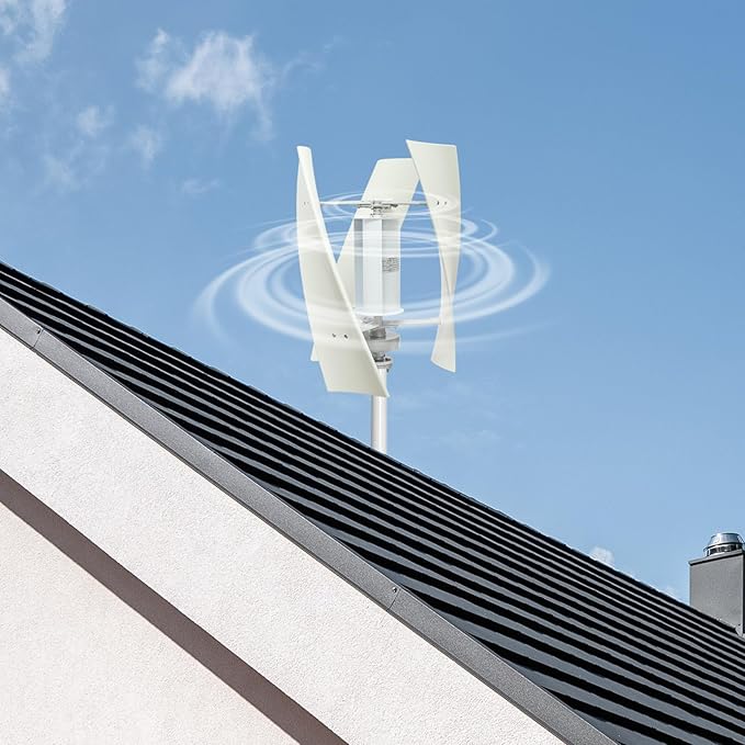 100W Vertical Axis Wind Turbine Generator Permanent Magnet Generator with Intelligent Controller Low Noise Helical Design Windmill for Home Boats Street Lighting (24V100wStyle 1 White)