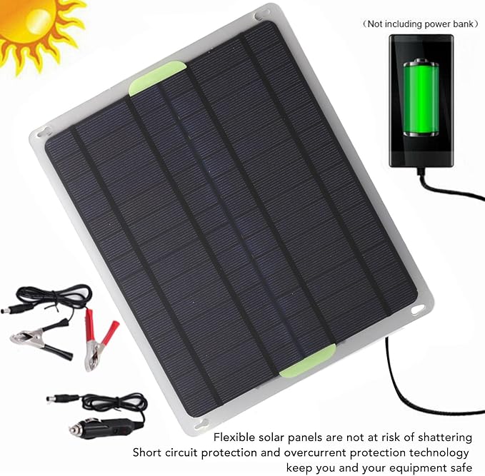 TOPINCN 20W 12V Solar Panel Kit Solar Charging Panel Solar Panel Car Battery Charger Trickle Charger Maintainer for Car Boat Motorcycle Automotive RV Home System
