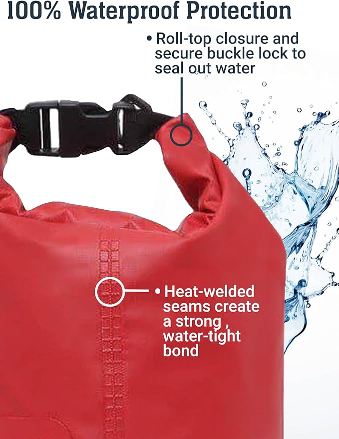 BKC Brooklyn Kayak Company Waterproof Dry Bag - Roll Top Floating Backpack Outdoor Gear Sack for Kayak Fishing Beach Paddle Board Boating Camping Tear Resitant (25 L) - Pack of 3