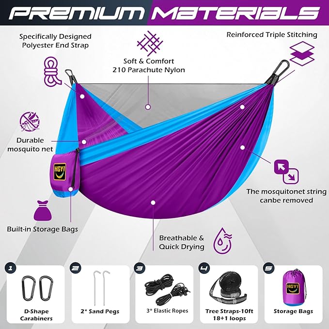 Camping Hammock Mosquito NetDouble &amp Single Portable Hammocks for Kids Hammocks with 2 Tree StrapsHammock Tent for Travel CampingCamping Accessories for Indoor Outdoor Hiking Backpacking