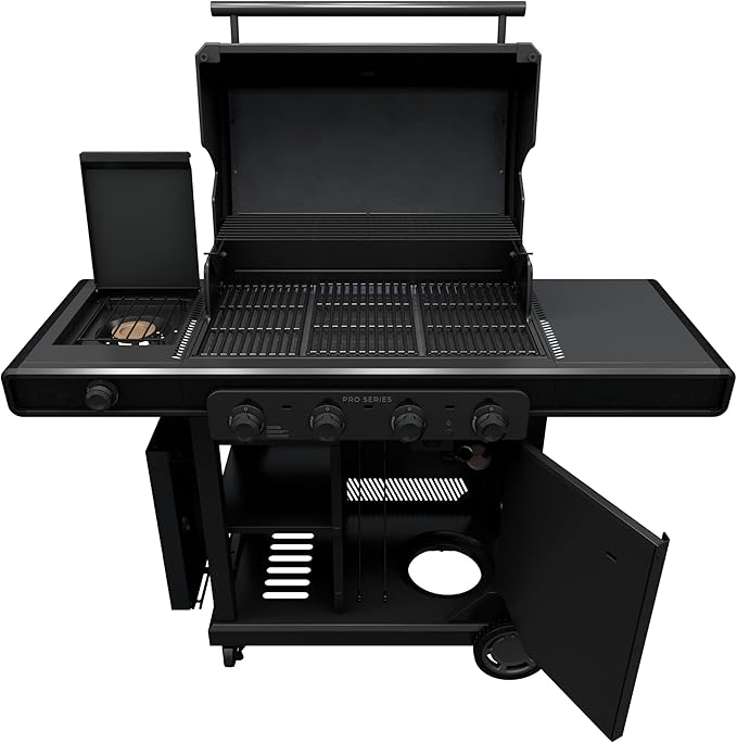 Charbroil Pro Series with Amplifire Infrared Technology 4-Burner Propane Gas Grill Cabinet with Side Burner Black - 463281024