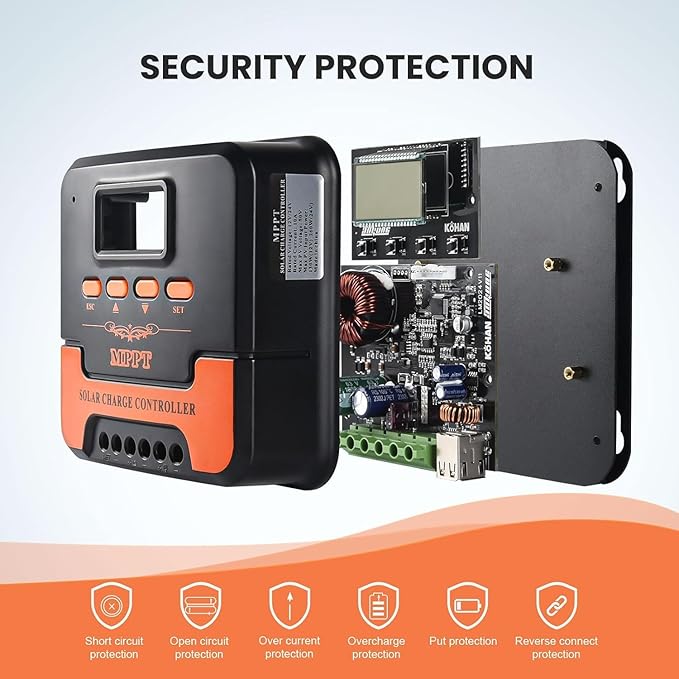 40A MPPT Solar Charge Controller: 12V/24V DC Output Dual USB for Multiple Batteries (LiFePO4 AGM Sealed Gel Flooded Lithium) &amp 18 - 100V Panels APP WiFi Control