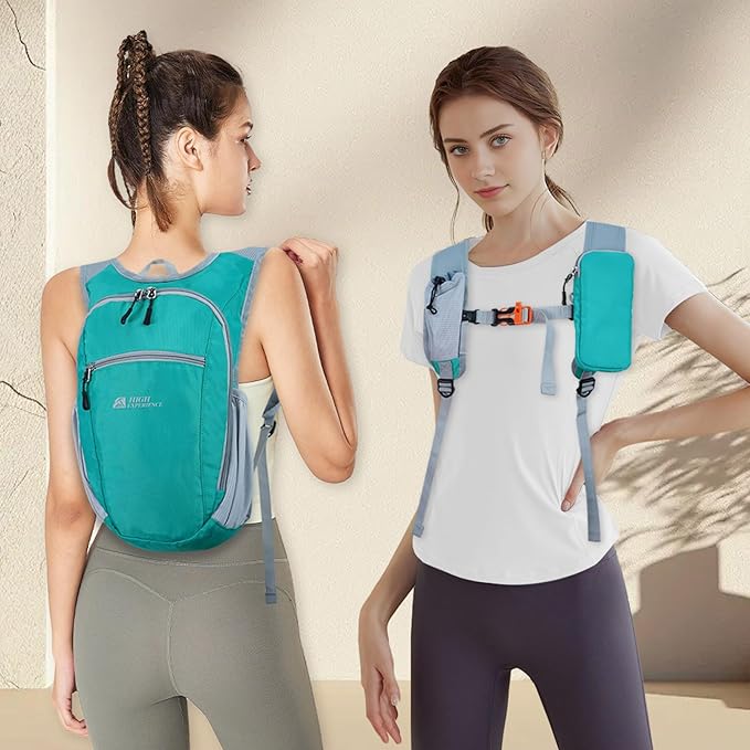 Hiking Backpack 10L/15L Small Daypack Lightweight Packable Travel Foldable Water Resistan for Women Men (Lake Green 10L)