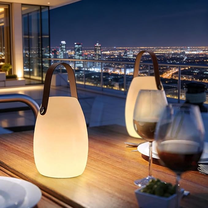 uuffoo 2 Pack Rechargeable Portable Table Lamp Cordless RGB Lantern with Remote Decorative LED Night Light IP44 Waterproof Indoor Outdoor Lamp for Bedroom Patio Garden Wedding Party