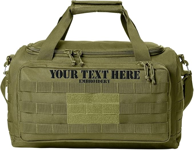 Tactical Gear bag Heavy Duty Duffel Gym bag/Tactical Backpack Custom Embroidered with your own text (Olive Drab Green)