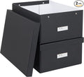 Bigso Katia Collapsible Storage Box with Labelframe for Identification - Simple Assembly without Tools - Decorative Storage Boxes with Lids - 11.3in x 15.4in x 6.4in - 2 Pack - Dark Grey