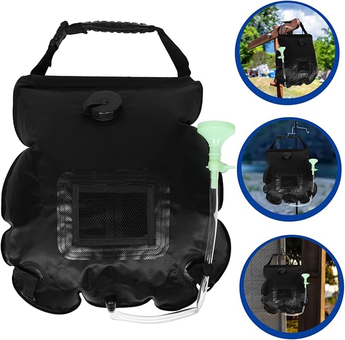 GANAZONO Portable Solar Shower Bag with Removable Hose and Switchable Shower for Outdoor Activities Camping Hiking and Beach Use Lightweight and Easy to Carry