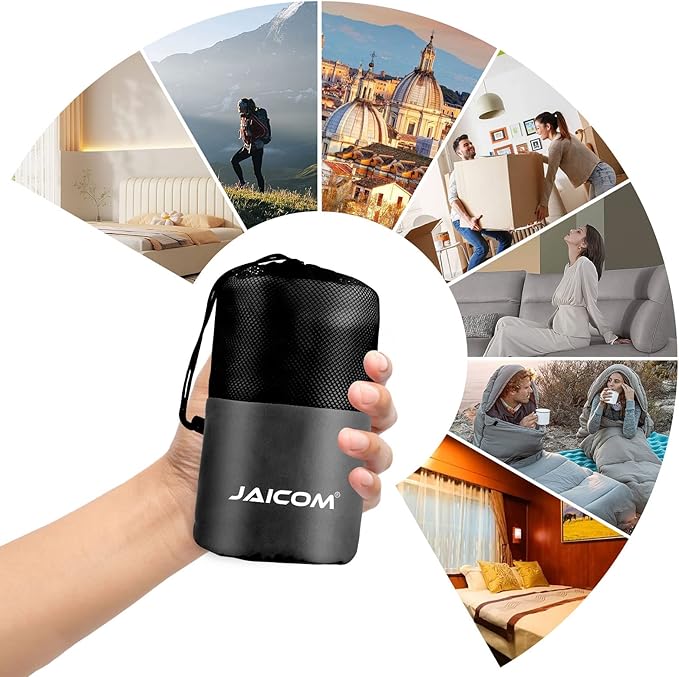 JAICOM Sleeping Bag Liner Travel Sheets &amp Adult Sleep Sack Ultralight and Portable Summer Sleeping Bag - Ideal for Backpacking Hotels and Hostels Business Trips Camping
