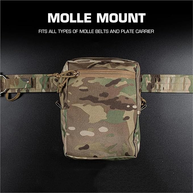 Tactical Tall GP Pouch - Large Capacity MOLLE General Purpose Utility Pack Abdominal/Back Panel Storage Bag for Hunting Tactical Gear(Wolf Grey)