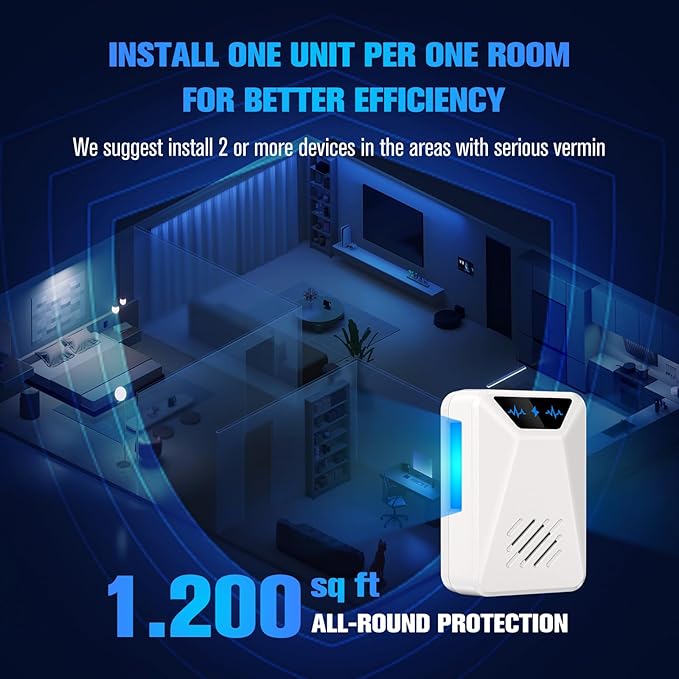 6 Packs Ultrasonic Pest Control Repeller Electronic Pest Repellent Plug in Indoor for Insect Roaches Spider Ant Bug Mosquito Rat Mouse Repellent for House Home Kitchen Garage