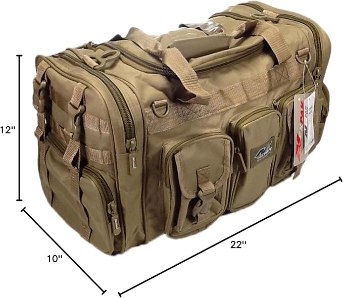 Mens Large 22 Inch Tan Duffel Duffle Military Molle Tactical Gear Shoulder Strap Travel Bag