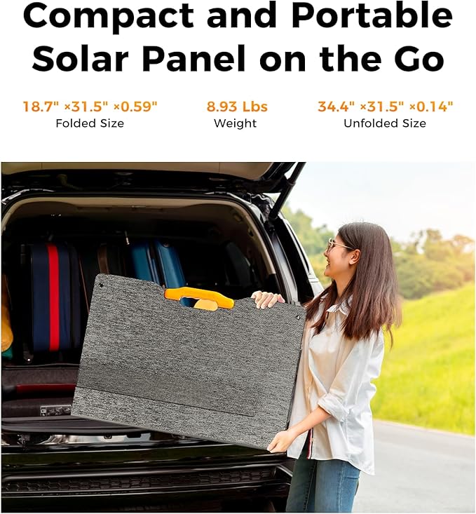 UDPOWER 120W Portable Solar Panel for Power Station Generator 18V Foldable Solar Cell Solar Charger with High-Efficiency Battery Charger for Outdoor Camping Van RV Trip