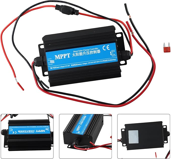 MPPT Solar Charge Controller 24V-72V 300W Boost Charger with Digital Display for Home RV Off-Grid Solar Panel System Battery Regulation