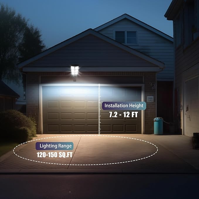 Solar Lights Outdoor Waterproof LED Solar Powered Security Flood LightMotion Sensor Solar Street Light with Remote Control for GarageYardParking Lot etc (2 Pack)
