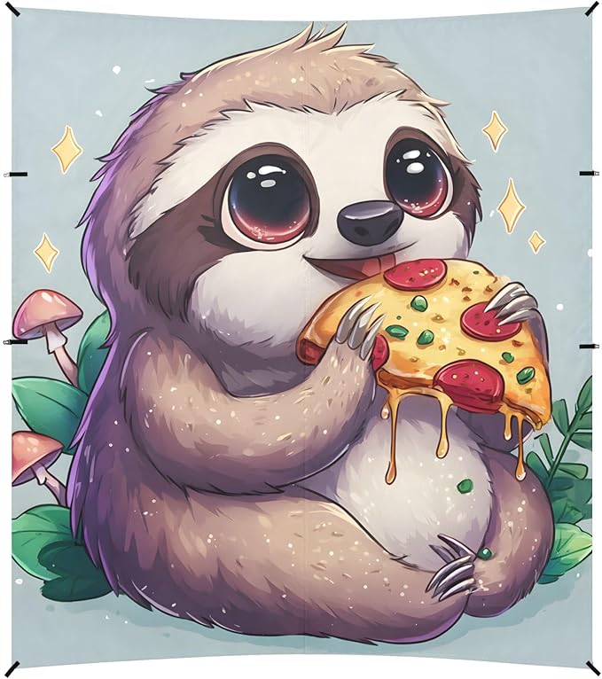 ALAZA Sloth Pizza Beach Tent Sun Shelter Portable Canopy Sunshade for Outdoor Camping Picnics Backyard Fun 10x9 ft
