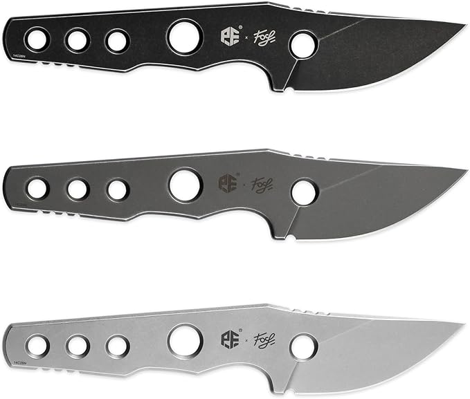 Petrified fish PFE13 Bison Fixed Blade Knife 2.4 14C28N Stonewashed Blade 2.52oz 14C28N Handle Fixed Blade Knife for Camping EDC Outdoor (Black Stonewashed)