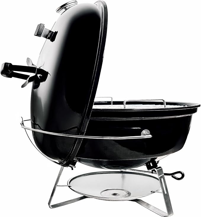 SnS Grills Slow ‘N Sear Travel Kettle 2-Zone Cook Charcoal Basket and Easy Spin 18” Grate - Portable Charcoal Grill for BBQ Cooking - Travel Kettle 18”