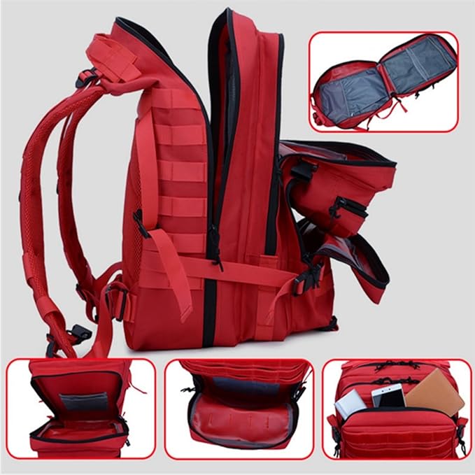 45L Military Tactical Backpack for Men &amp Women Bug Out Bag Assault pack Molle Daypack Hiking Trekking Rucksack(Red)