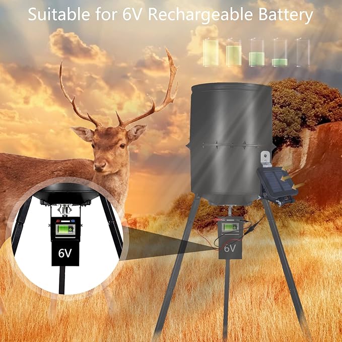 6V Solar Panel for Deer Feeder Efficient Charger w/Adjustable Mounting Bracket &amp Alligator Clips 6V Solar Panel Compatible with Game Feeder Timer &amp Rechargeable Batteries