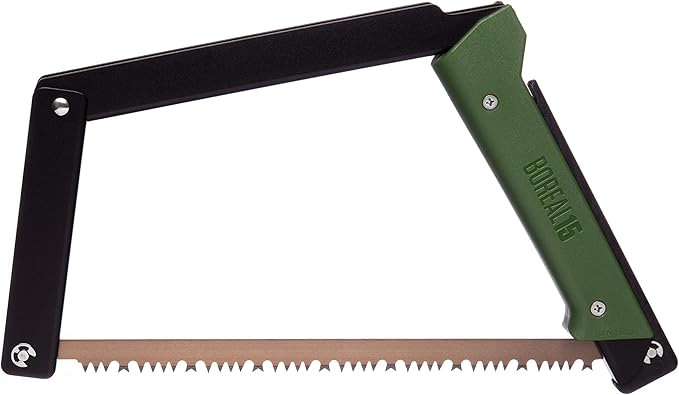 AGAWA - BOREAL15-15 Inch Folding Saw with All-Purpose Saw Blade - Camping Gear For Hiking Fishing Hunting Bushcraft &amp Survival Kit (Black Frame/Green Handle)