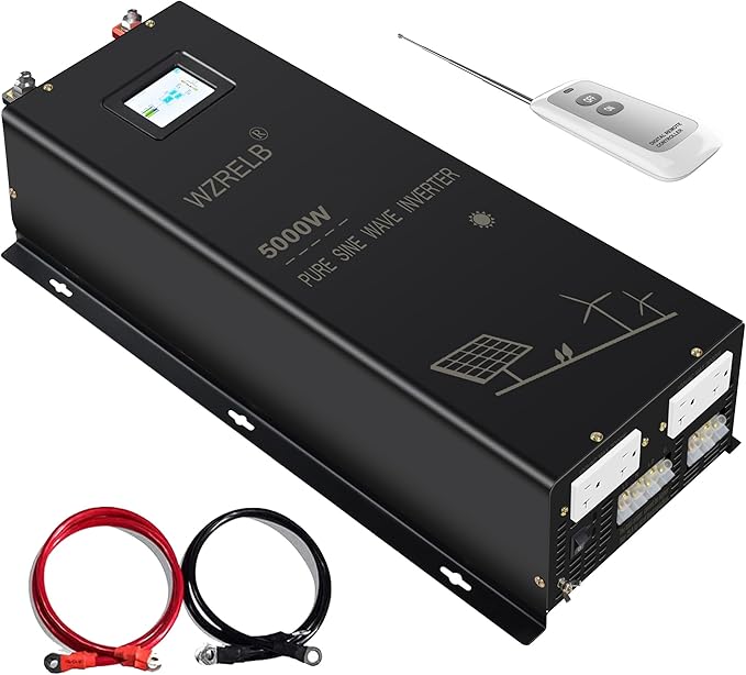 5000W 24V Pure Sine Wave Inverter24 Volt DC to AC 120V 240V Split Phase Power Inverter2*AC Hardwire Terminal10KW SurgeHigh Efficiency up to 91.6%Wireless Remote