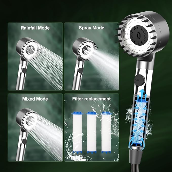 Portable Camping Shower Pump Kit 7800mAh Showers Pump for Travel CampingOutdoor Tents Shower and Pet Cleaning with Water Temperature Display and Rechargeable Battery