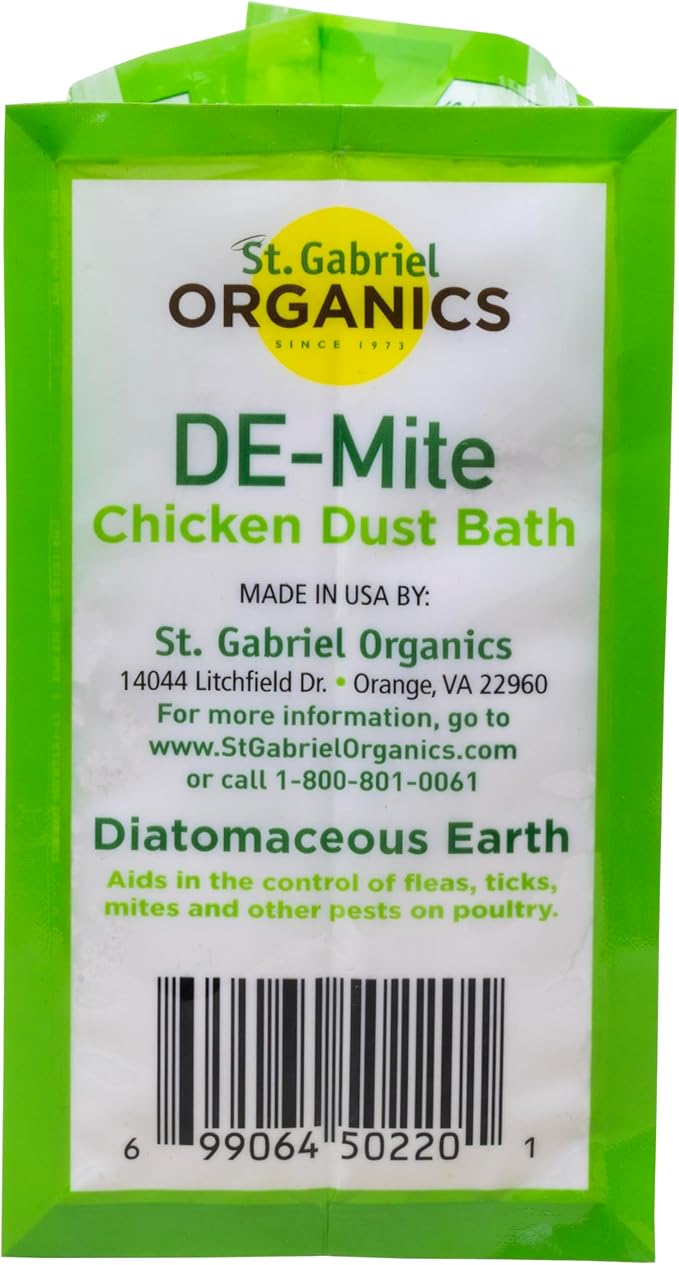 St. Gabriel Organic DE-Mite Chicken Dust Bath 20oz Pack of 2 - Diatomaceous Earth for Insect Control on Backyard Poultry