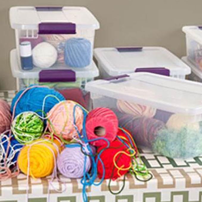 Sterilite 15 Quart Clear Plastic Storage Container Tote 12 Pack and 6 Quart Clear Plastic Storage Container Bins 12 Pack with Lids for Organization