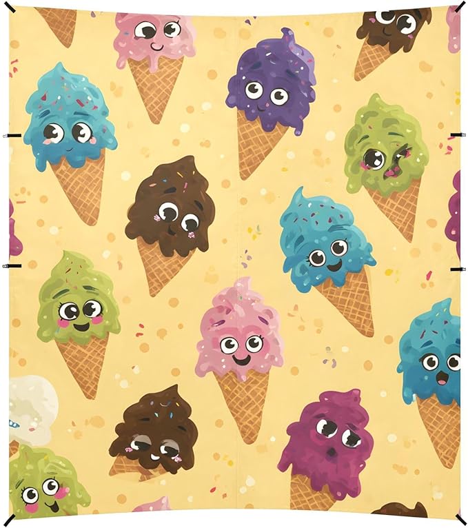 ALAZA Colorful Ice Cream Pattern Beach Tent Sun Shelter Portable Canopy Sunshade for Outdoor Camping Picnics Backyard Fun 10x9 ft