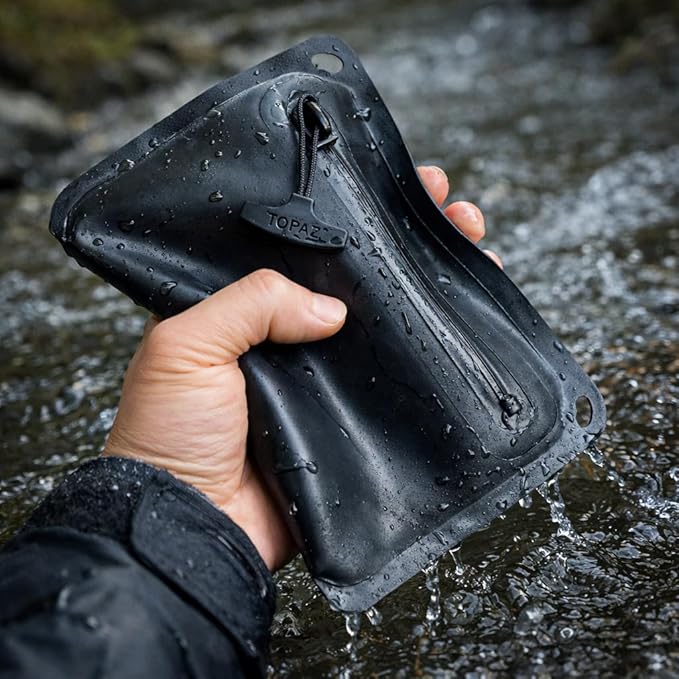 Large Tactical IPX8 Waterproof EDC Wallet Pouch - Holds 10+ Cards Keys Cash - Heavy Duty Belt Loop &amp Dual Top Grommets(Black)